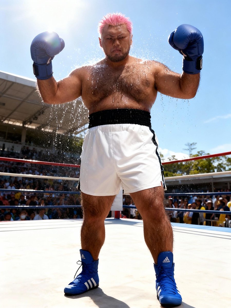 Fatmanlovebox's tweet photo. I used AI to generate myself and my desired opponent. What kind of plot do you hope the subsequent boxing match will have?🥊🤔️🥊😀 https://t.co/qwDNDQDivP
