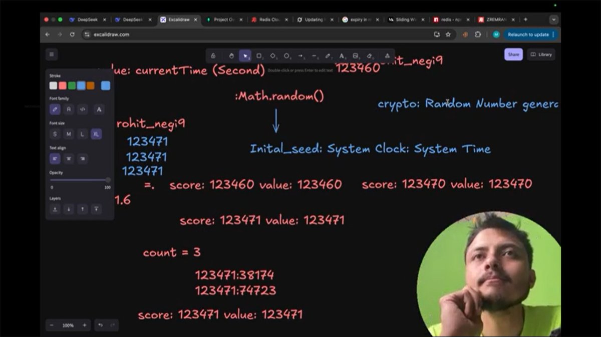 Samir_kumar19's tweet image. Day 33 of #30DaysCodeChallenge
1๏ธโฃ Studied Redis in a bit more depth
2๏ธโฃ Learned about Rate Limiter in LLD
Got to explore a lot of new concepts today!
โก Productivity: Medium
#BackendDevelopment #Redis #SystemDesign #100DaysOfCode #CodingJourney