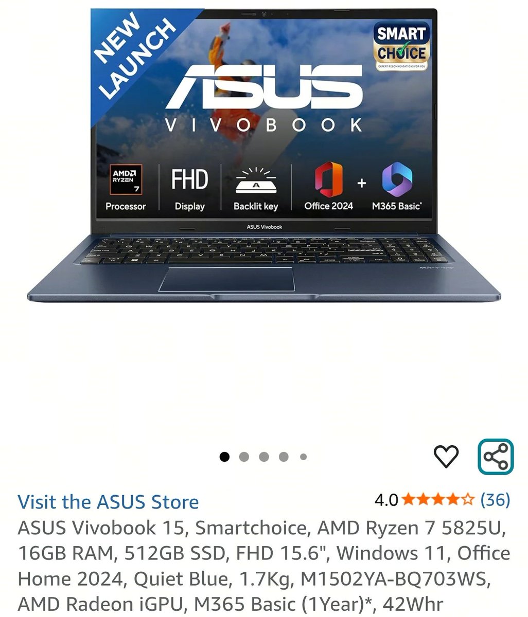 GURUTECHINTELU1's tweet image. ASUS Vivobook 15 AMD Ryzen 7 Laptop at ₹32,740 with HDFC CC

Buy here:amzn.to/42FnOzw

Hdfc bank discount on emi 7k+
#asuslaptop
#deals #discounts #DiwaliSale
