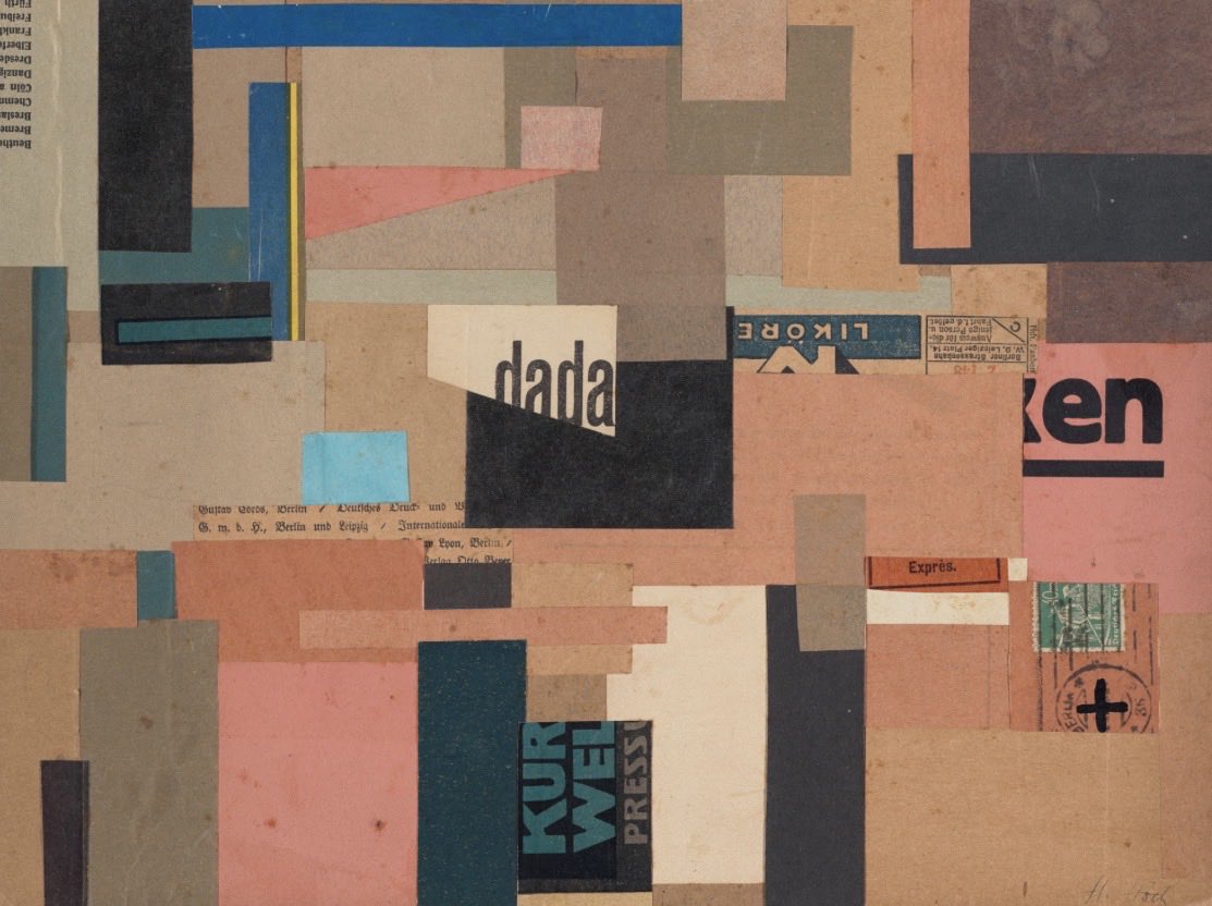Pixel0Symphony's tweet image. Hannah Höch, Untitled (Dada). ca. 1922.
Cut-and-pasted printed and colored paper on board.