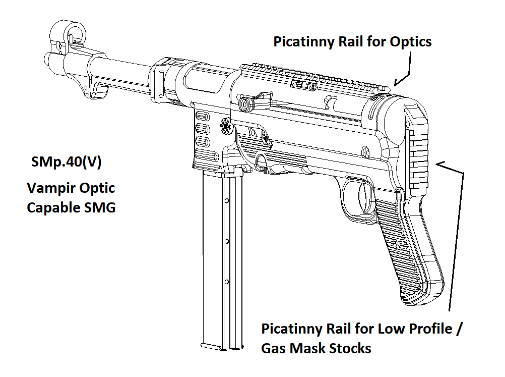 The SMp.40(V) capable of night vision optics is now to be released shortly on my Odysee. After the STG-556(V) is final, Beta testers will be finishing the DIY short wave optic these are meant to host. 

Years of work on DIY nvgs behind the scenes is going to culminate in SWIR,