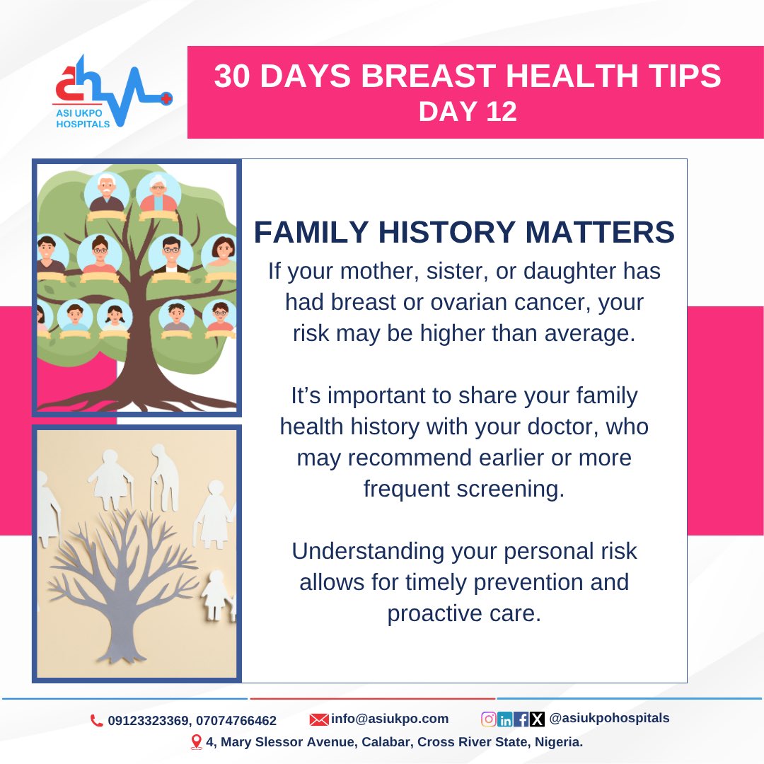 Day 12: Family history matters. 💗
If breast or ovarian cancer runs in your family, talk to your doctor about your risk and screening options. #BreastCancerAwarenessMonth