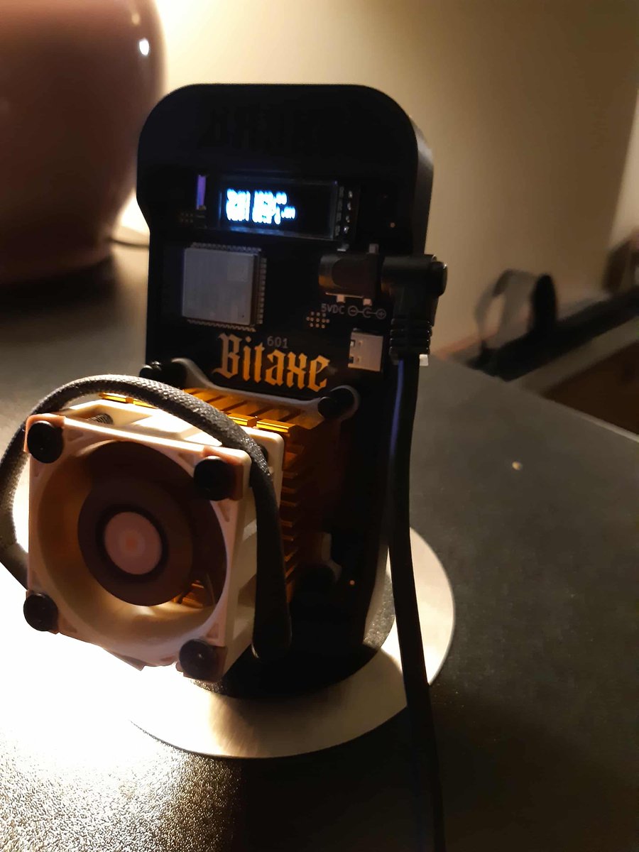 janizo's tweet image. It aint much, but at least honest work. Adding 1Th to the #noderunners mining pool with my first Bitaxe gamma 'honeybadger' from @BitcoinBrabant and tips from @BitcoinschoolNL ⚡️