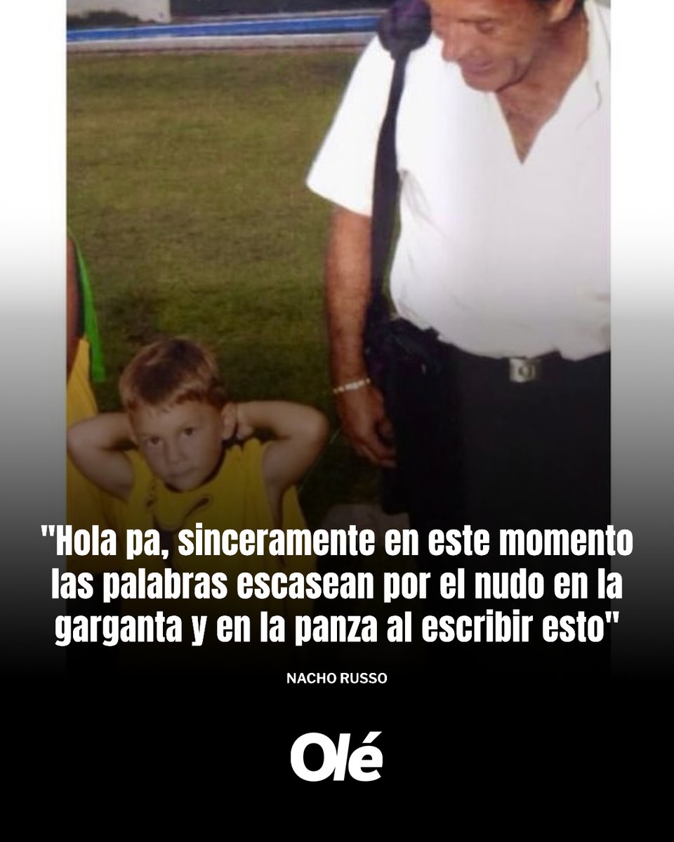 "Hola pa, sinceramente en este momento las palabras escasean por el nudo en la garganta y en la panza al escribir esto. Se me vienen infinitos recuerdos y momentos pero en todos predomina algo igual, tu sonrisa. Gracias a la vida pude hacer lo que a vos más te gusta, el fútbol.