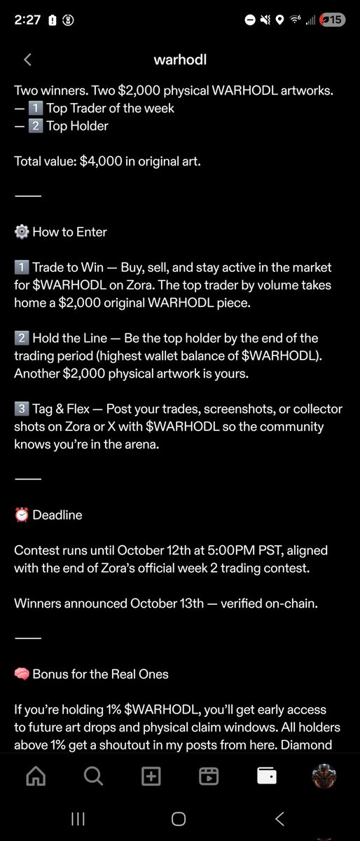 DropMechanics's tweet image. zora.co/@warhodl  @0xRaulll @1209nanil @aBitHigh1 @AliChibly25379 @AltcoinGordon @ARGcryptott @Bebby2345 @BlockByBlockHQ @chuckwagonchef @erickthelchemst @Veronic4Ever @axl007_eth #web3 #TREASURE #ZORA #Web3Culture #CryptoNews