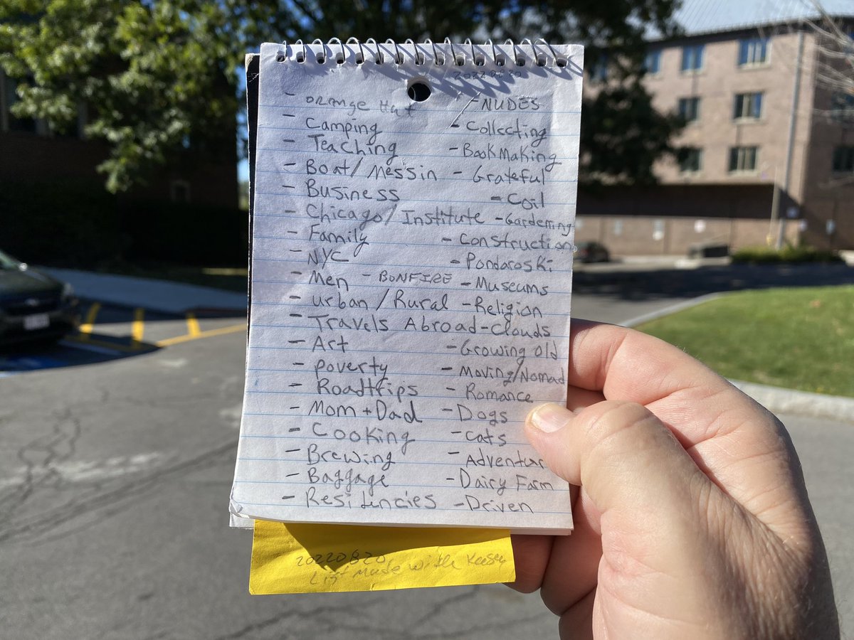 pondaroski's tweet photo. 20251010 60°F Reviewing Found Chapter Topics Lost For Possible Memoir During These Un-Normal Times, Cornell University, Ithaca, NY. Z. 
#trajectoryportfolio
#cornelluniversity
#memoir
#selfportrait
#unnormal
#list
#time
#artishard
#chiaroscurolight
#pondaroski
#joeziolkowski https://t.co/sQeZ1939ni