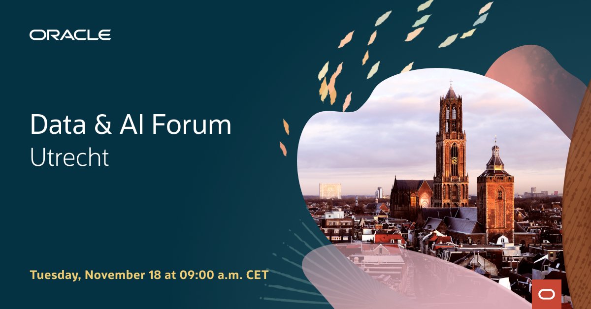 DakshPrague's tweet image. Join the @Oracle Data &amp;amp; AI Forum.

📅 November 18
📍Oracle Office Utrecht
 Ready to explore the future of AI? 🤖
Join the @Oracle Data &amp;amp; AI Forum!
📅 Nov 18 | 📍 Oracle Office Utrecht

Get the freshest insights from #OracleAIWorld ☁️

📌 Register today: social.ora.cl/6014Aar78