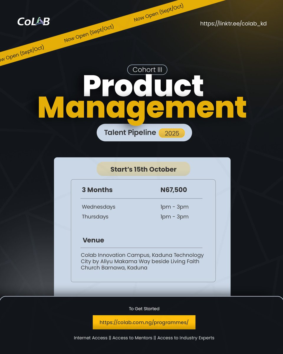 CoLab_kd's tweet image. Big ideas mean nothing without great execution.
That’s where Product Managers come in.
Sign up to our Product Management track to start your journey.
You'll Learn how to build, lead, and launch from concept to customer.
#Colabkd #TechTalent #Products #productmanagement