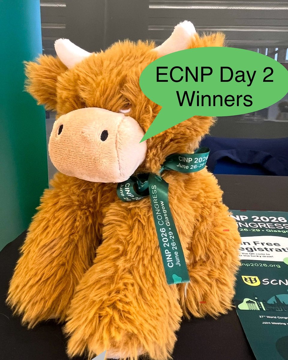 #CINP lucky draw winners of #ECNP2025 Day 2 announced! 

🏆 CINP2026 Free Registration: Marcelo Camprubi, UK
🏆 Highland Cow: Bert Busard, The Netherlands

We are delighted to see so many of you coming to the CINP booth. Tomorrow is a new chance to win-don’t forget to stop by!