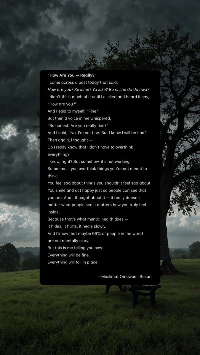 muslimah_abike's tweet image. I wrote this to myself on World Mental Health Day. I may not be fine right now, but I know I will be.
#MentalHealth #MentalHealthMatters #MentalHealthAwareness #mentalhealthday2025