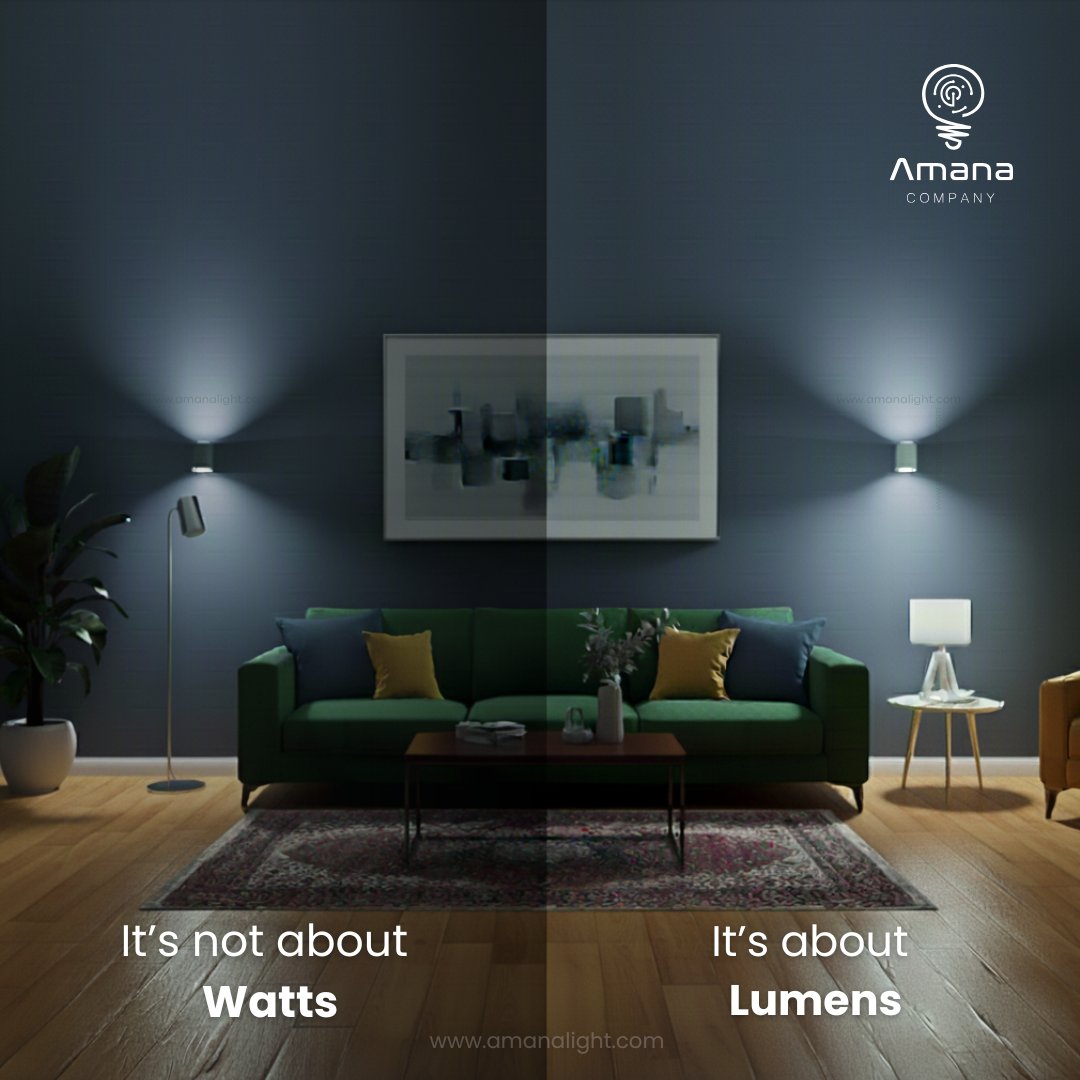 Amana_Lighting's tweet image. 💡 Watts measure power, not brightness.
Lumens measure light , the real difference that defines smart, efficient lighting.
With Amana Light, you get more light with less energy.
#AmanaLight #SmartLighting #EnergyEfficiency #LightMatters #LumensVsWatts #SaudiVision2030