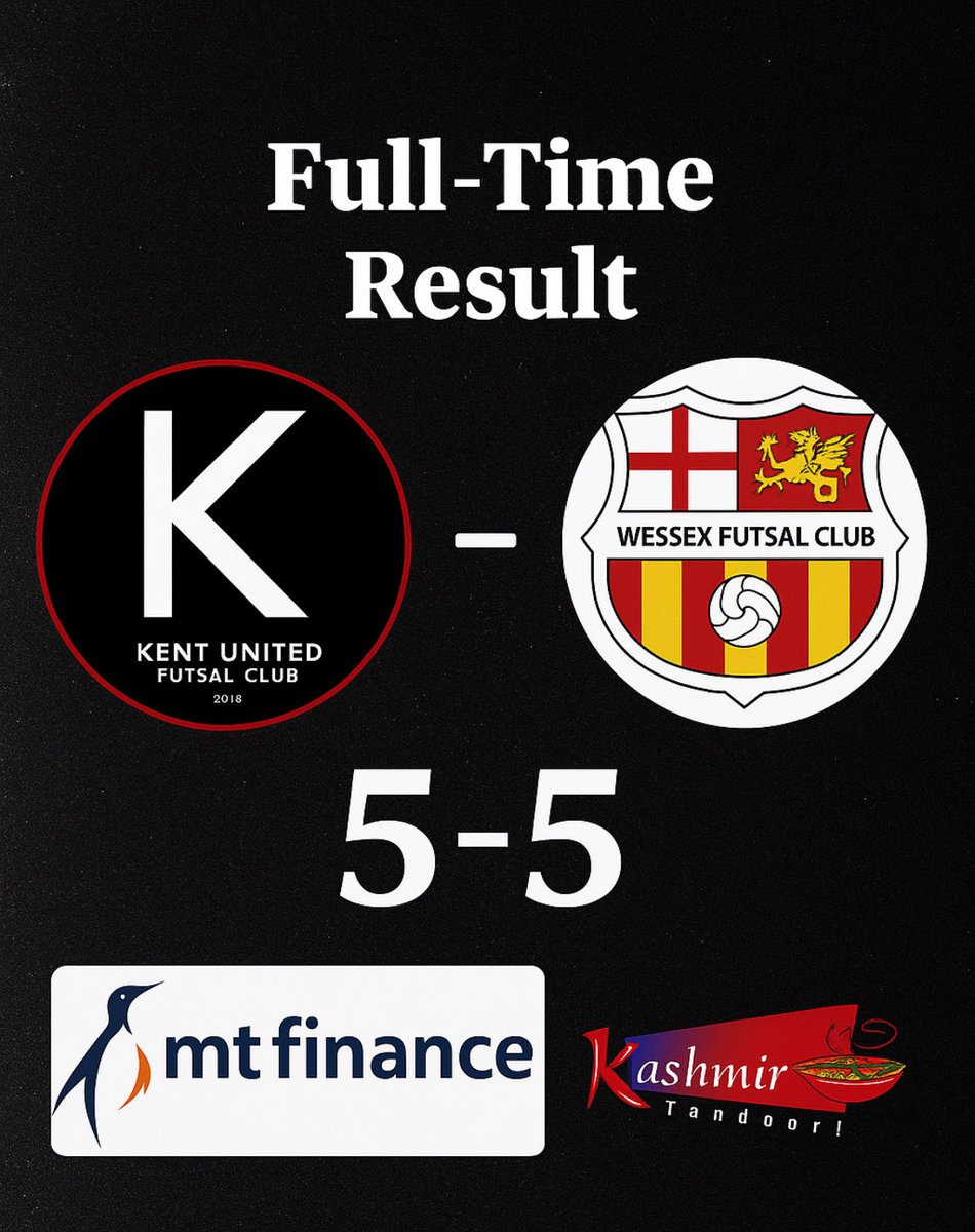 The Kent army secured their first point of the campaign this weekend with a competitive home performance against Wessex Futsal Club.

Goal Scorers:

Domingos Pires ⚽️⚽️⚽️⚽️
Hector Duppre ⚽️

It’s on to the next one for kent ⚫️🔴⚪️
