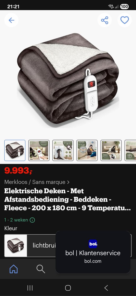 Zo hallo <a href="/bol/">BOL - Brasil Online</a>.com mooie prijs voor één electrische deken.... bijna 10000 euro 🤣🤣🤣🤣ik heb contact opgenomen met de klantenservice en latifah had t met dr collega overlegd.... deze prijs klopt!   Ik ben in shock <a href="/bol_com/">bol</a>