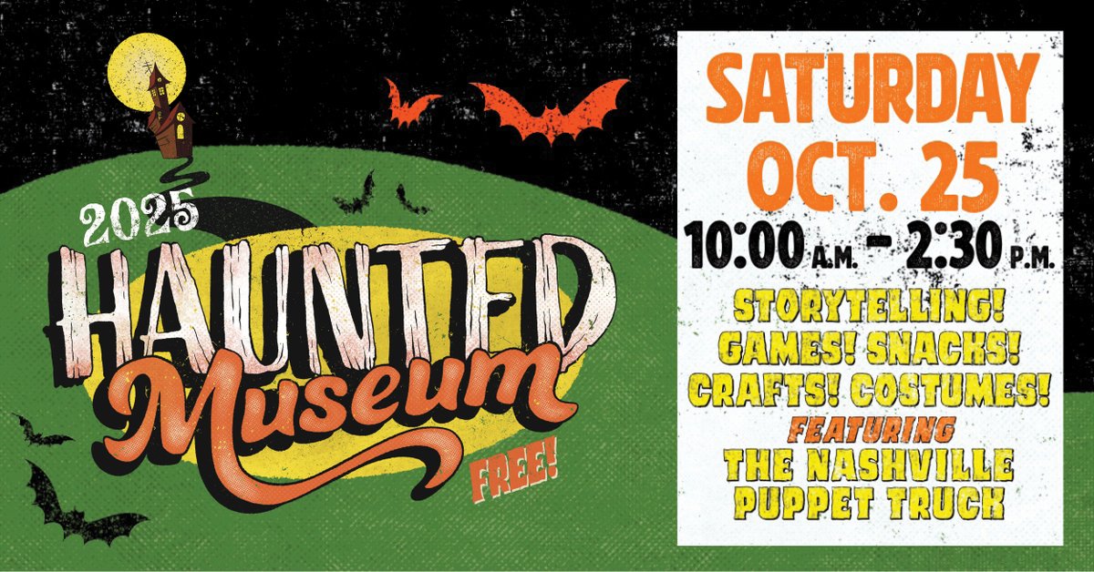 Mark your calendars! 🎃 On Saturday, October 25, the Tennessee State Museum will celebrate its 27th annual Haunted Museum Storytelling Festival. It offers families a free, fun and safe Halloween event for children of all ages. Read more: bit.ly/4gZnqBU