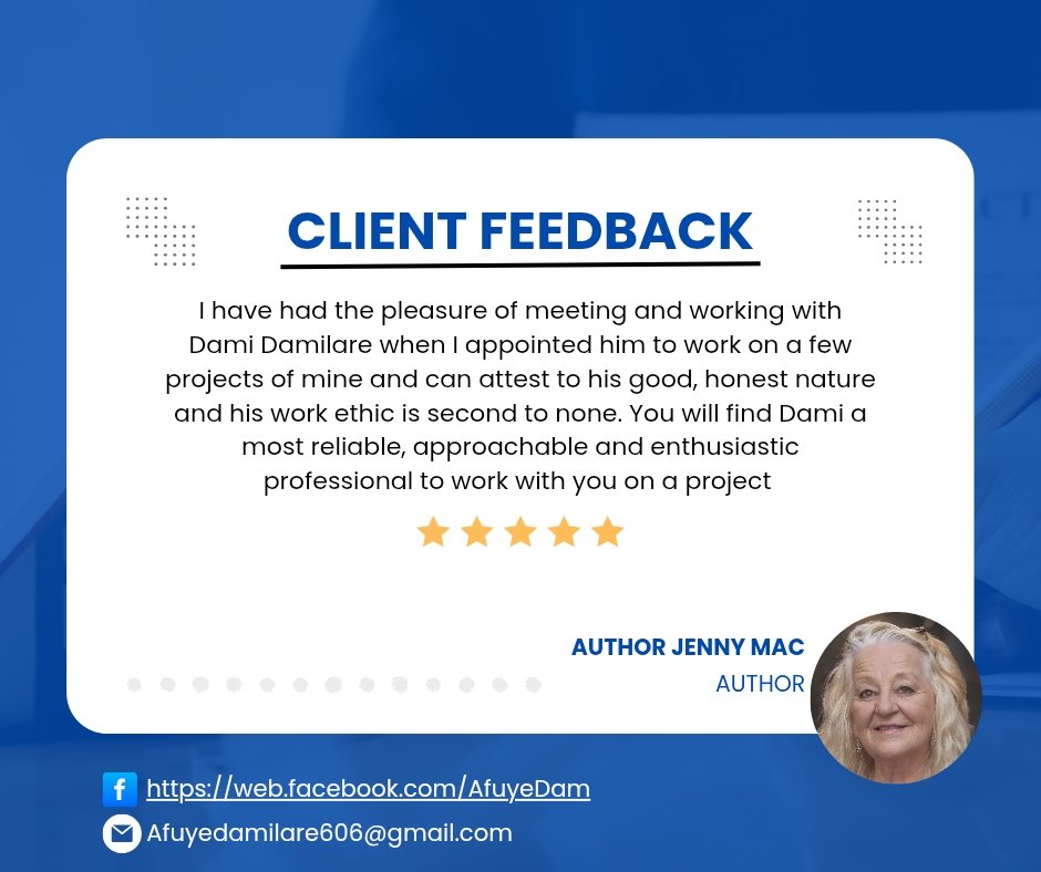 afuyedamilare's tweet image. After working with her, she was very happy so she give me a review #authors #AuthorsOfTwitter #reader