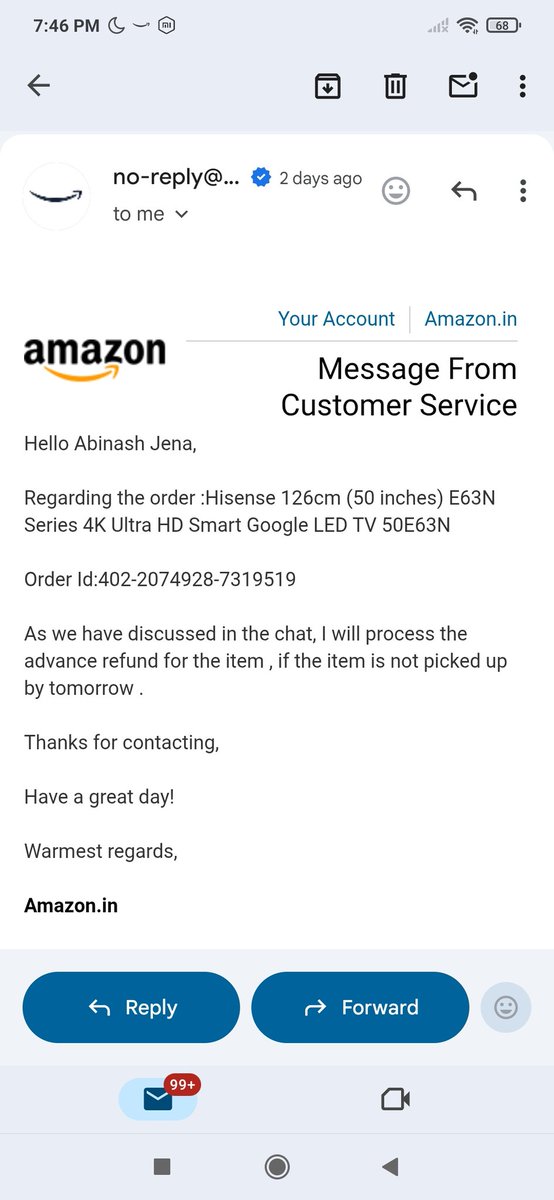 abinashj06's tweet photo. @AmazonHelp Followed last 10 days with live agent chat and called 5 times to your customer care, No one came to pick up the item as scheduled 6 times and you didn't refund my amount yet. Can you please take the action and refund my amount immediately.@amazon https://t.co/Vq2Dx0zpEF