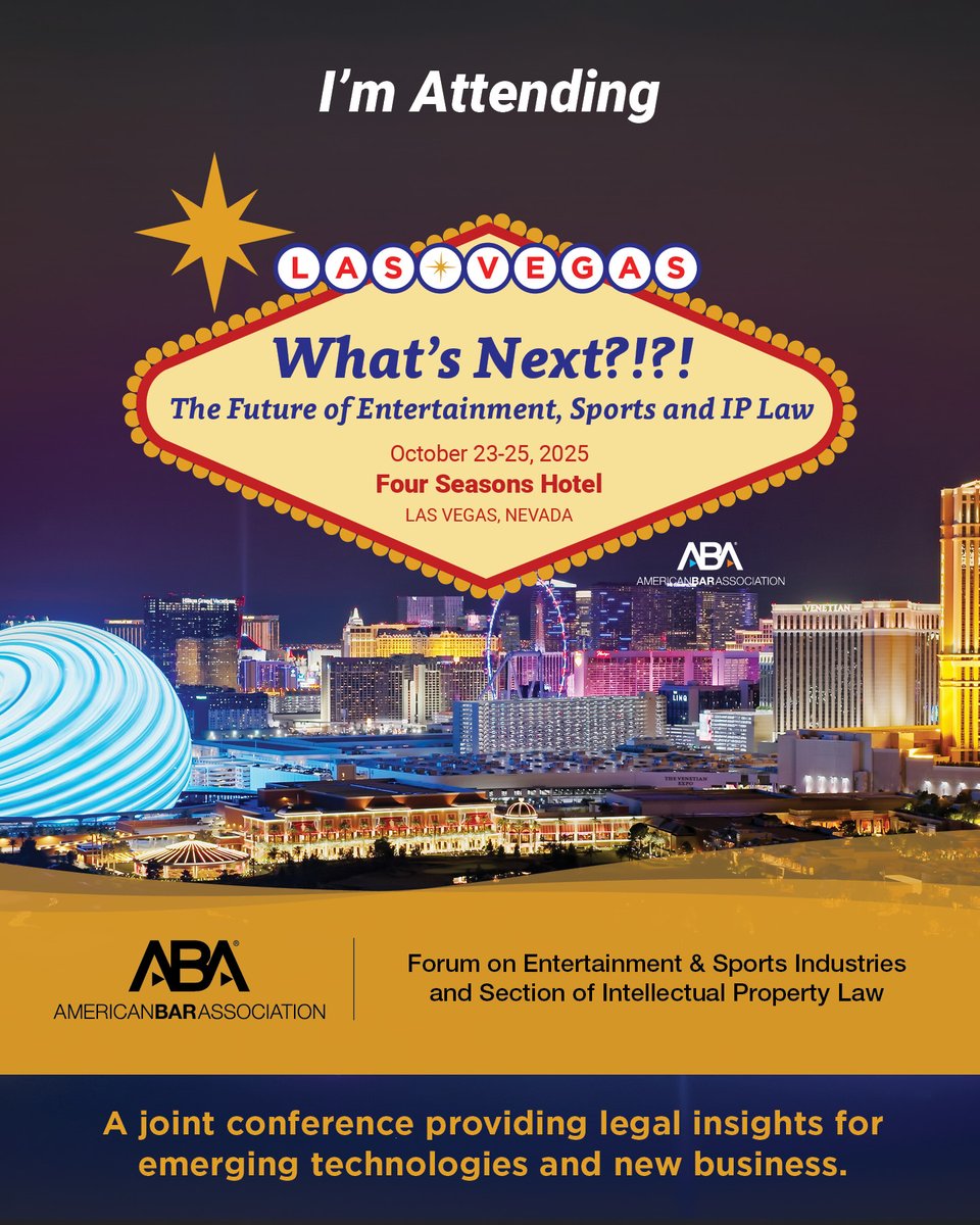 In just 10 days, the IP Law Section &amp; the Forum will host the our annual mtg where experts discuss top-of-mind legal issues impacting entertain &amp; sports. <a href="/FSLasVegas/">Four Seasons Vegas</a>.  Register today @ the link in our bio. #entertainmentlawyers #iplaw #sportslawyers