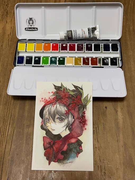 8月にお迎えしたシュミンケさんの水彩絵の具 やっと使えた〜 気の向くままに描くの楽しかった〜 #水彩イラスト #透明水彩 #水彩画 #watercolour