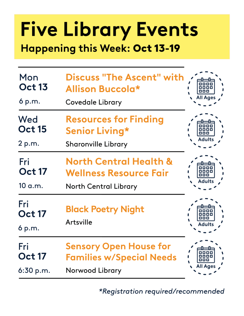 New week, new events! Explore what's happening at CHPL. Some events require registration --&gt; chpl.org/events