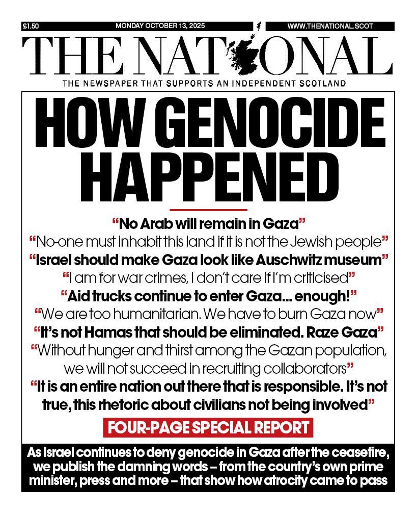 ScotNational's tweet image. A first look at tomorrow&apos;s front page of The National 📰

How genocide happened
