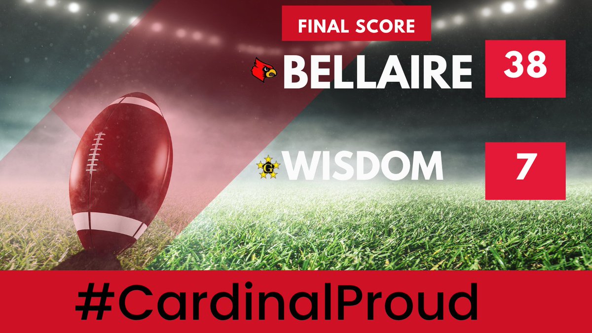 Bellaire Football for the Win this Weekend!  Congrats to Coach Jones and all of our players!  Shout out to Bellaire Cheer, the Belles, the Mighty Cardinal Band, JROTC, Booster Club, and the Bird Keepers for bringing the SPIRIT and cheering the Cards on! #CardinalProud