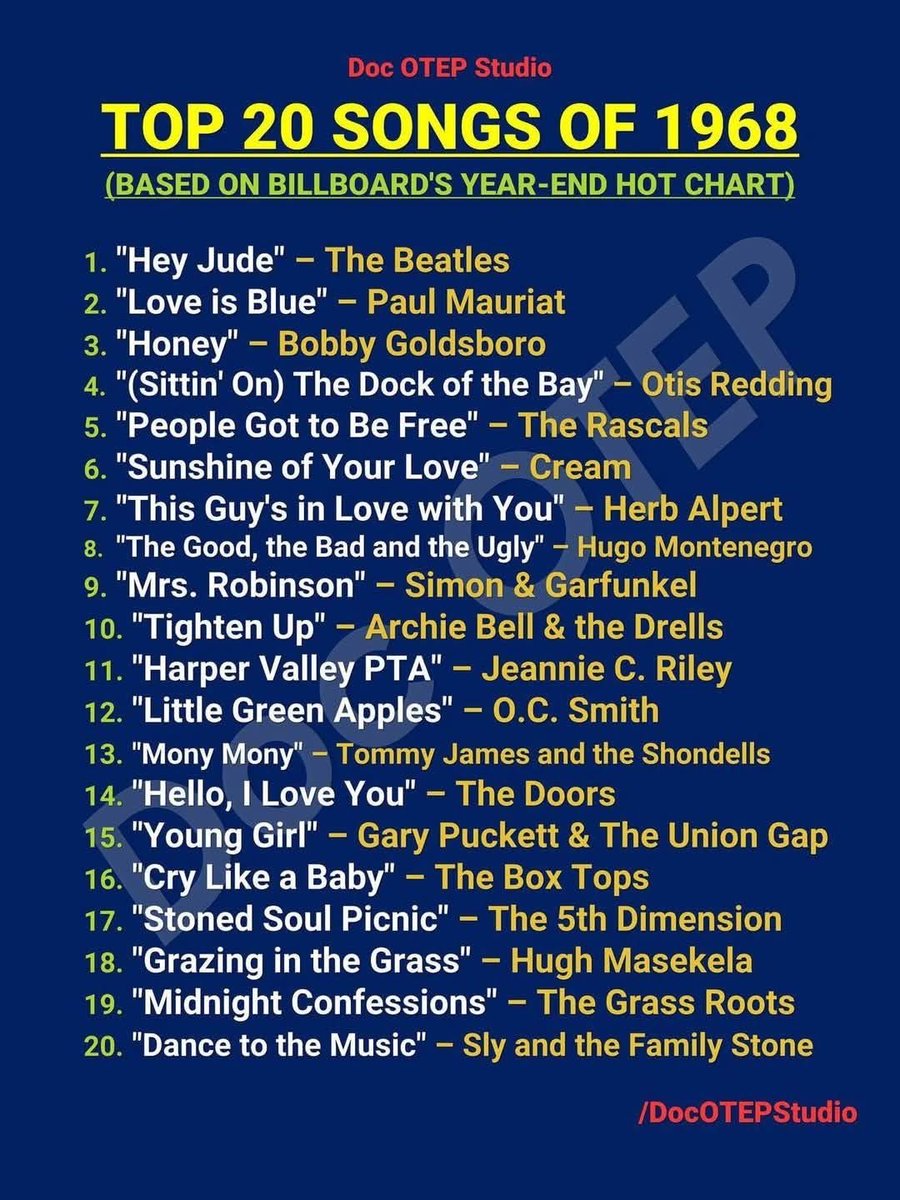 lancecheek's tweet image. What’s your favourite song from 1968?