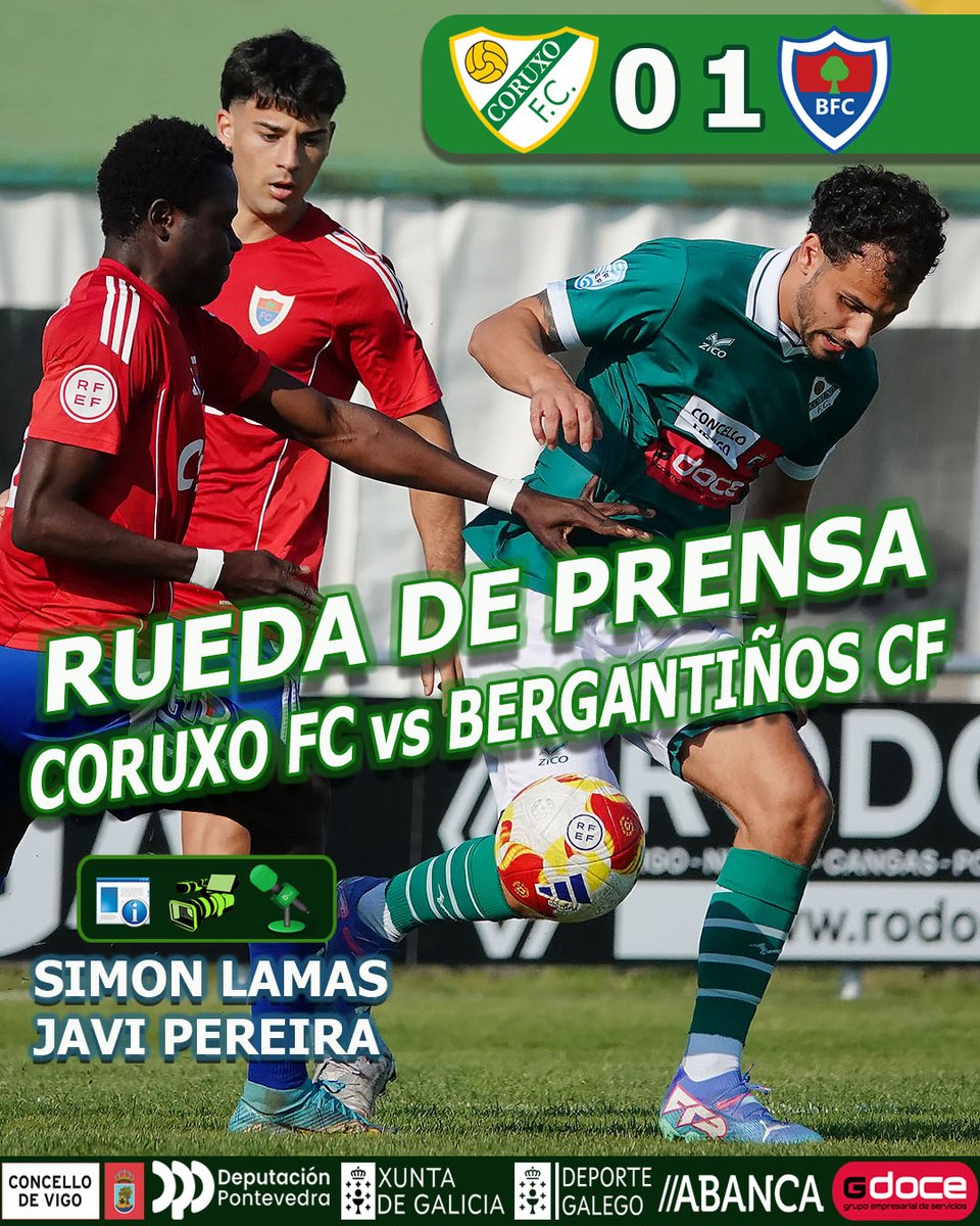 ▶️RdP O Vao
<a href="/CoruxoFCoficial/">Coruxo FC ⚒️</a> 0⃣
<a href="/BerganFC/">Bergantiños FC</a> 1⃣

📶📹🎙️
 youtu.be/yCses1g0Er4?si…