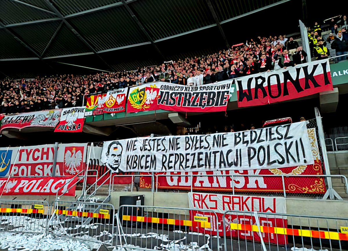 Gdyby nie zrozumiał po polsku, przetłumaczyłem na jego ojczysty...
🇵🇱 ➡️ 🇩🇪
SIE SIND, WAREN UND WERDEN KEIN ANHÄNGER DER POLNISCHEN NATIONALMANNSCHAFT SEIN.