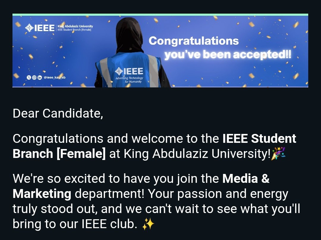 1almna1's tweet photo. I'm excited to start my journey with @ieee_kau_sb 💙✨️ https://t.co/uGdj6e9CV3