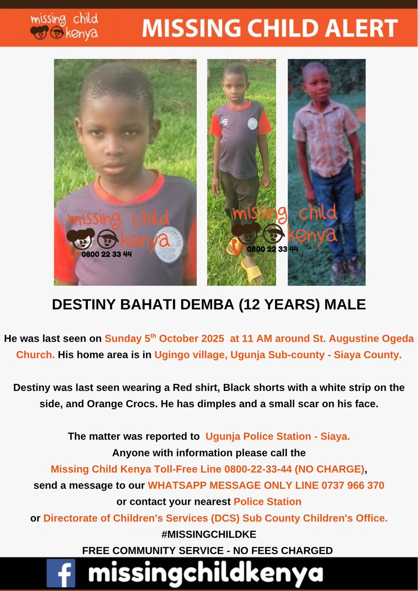 missingchild_ke's tweet image. DESTINY BAHATI DEMBA (12 YEARS) MALE #MISSINGCHILDKE