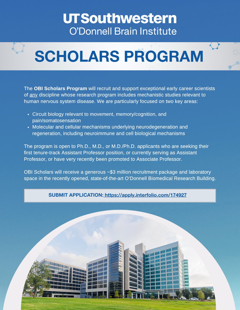 Bill Dauer (@billdauerneuro) on Twitter photo A terrific new opportunity for new or early career faculty to join the outstanding and rapidly growing faculty of <a href="/UTSWBrain/">UT Southwestern O'Donnell Brain Institute</a>. Spread the word! A terrific new opportunity for new or early career faculty to join the outstanding and rapidly growing faculty of <a href="/UTSWBrain/">UT Southwestern O'Donnell Brain Institute</a>. Spread the word!