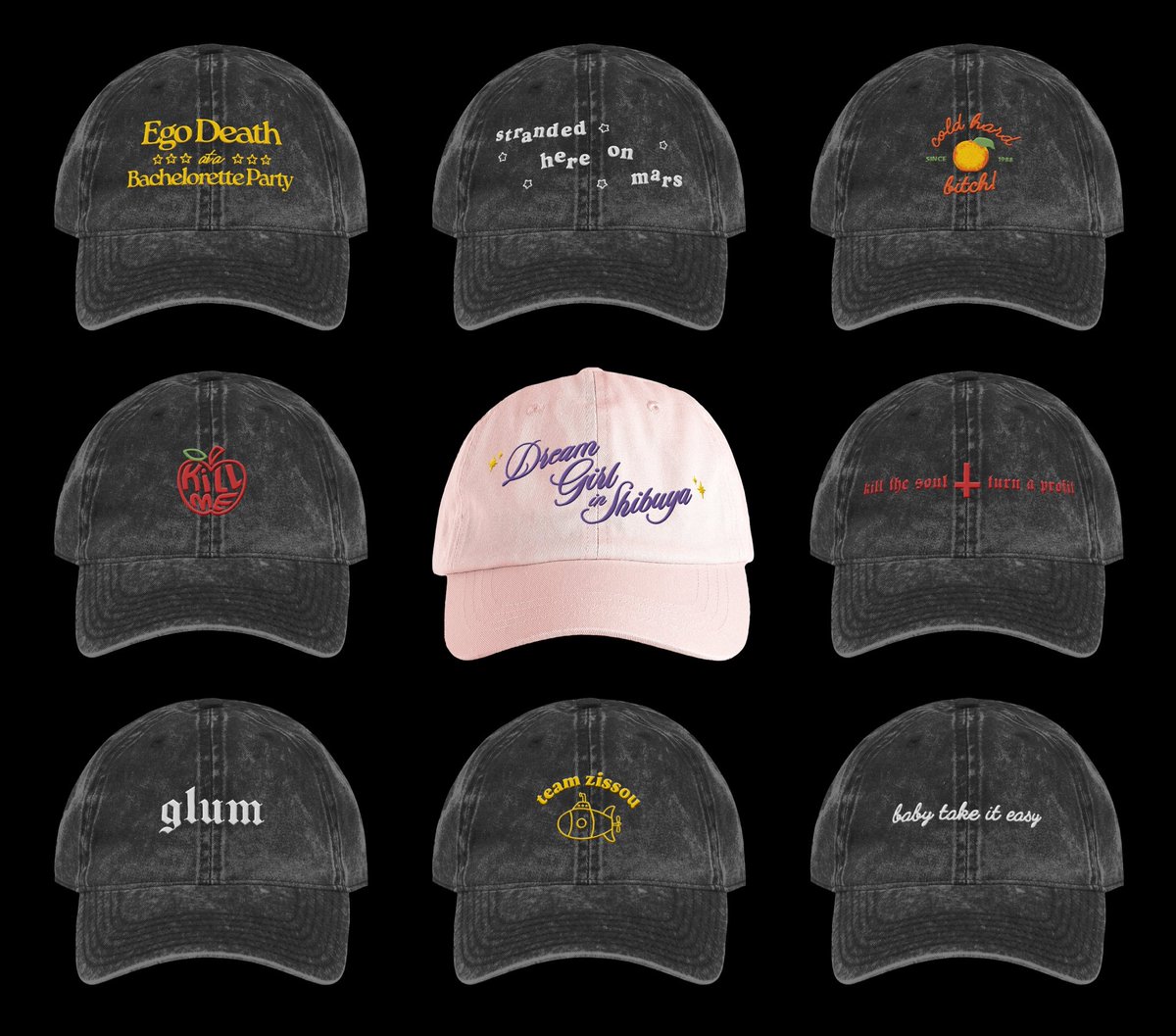 afterlauqhter's tweet image. ⭐️ all-new edaabp caps, beanies and bucket hats ⭐️ more colour options at the link below  

now available here !! 
shiwithoutyou-shop.fourthwall.com