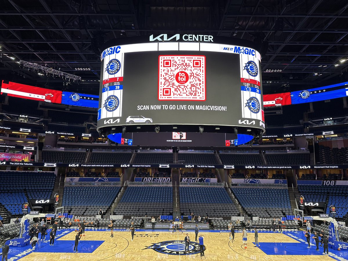 CodyTaylorNBA's tweet image. The Magic game tonight against the Heat will feature the new jumbotron and corner video boards at the Kia Center. The sound system has also been upgraded.