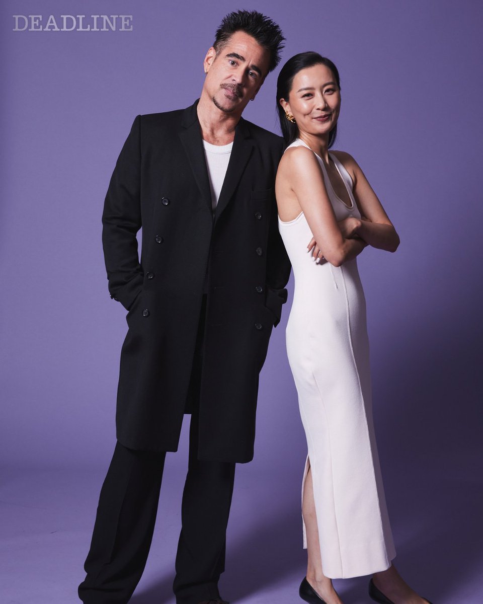 DEADLINE's tweet photo. 'Ballad Of A Small Player' stars Colin Farrell and Fala Chen at the #DeadlineContenders London portrait studio

(Photo: @violetasofia) https://t.co/S0fdLjrnxF
