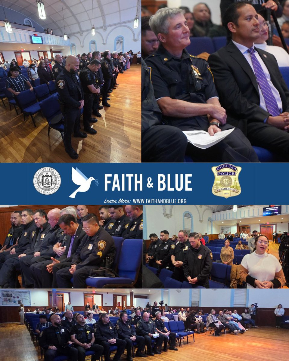 CityofChelseaPD's tweet photo. 💙🙏 Faith &amp; Blue at La Luz de Cristo 🙏💙
Thank you to #LaLuzdeCristoChelsea, CM Maltez, Chief Houghton, and faith leaders for an inspiring night of worship, unity &amp; connection.
Join us for more Faith &amp; Blue events this month!
https://t.co/aFT62nEOK0
#ChelseaPolice #FaithAndBlue https://t.co/gUhHJzEFT8
