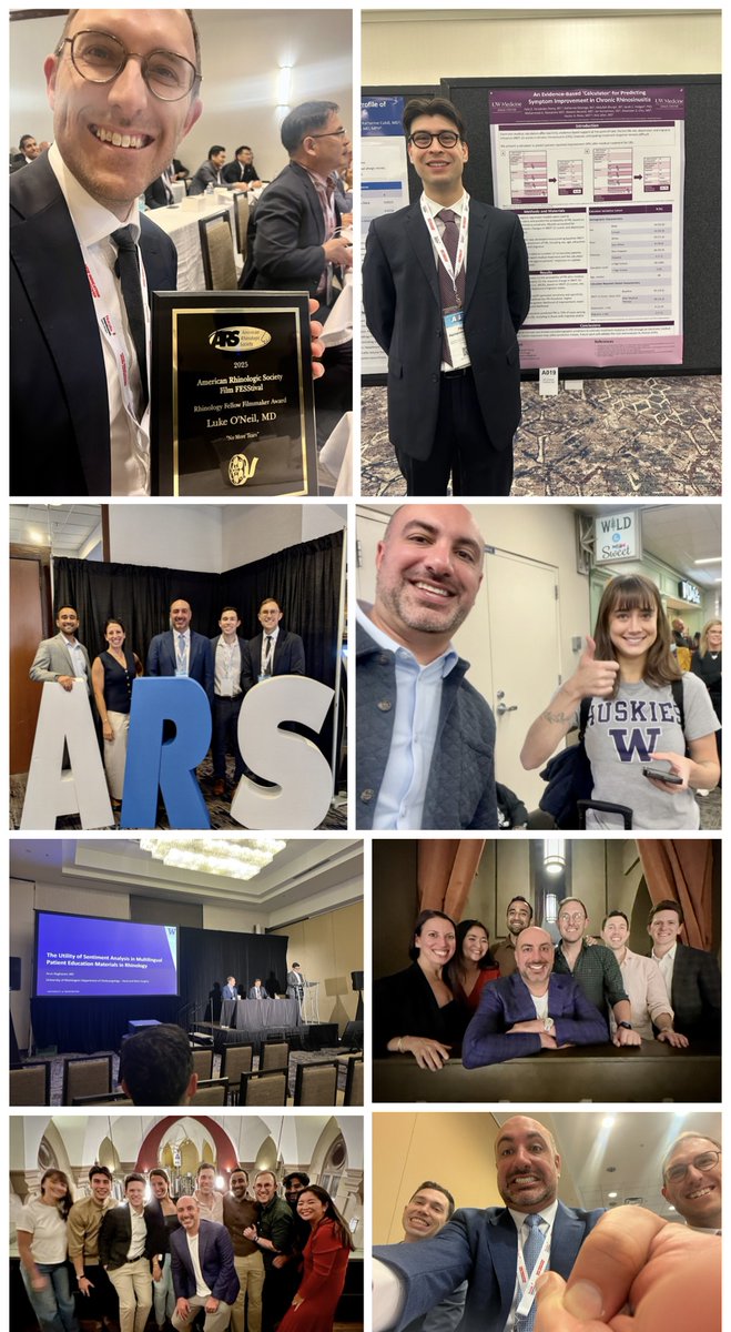 AriaJafariMD's tweet photo. Big weekend for UW Rhinology at @AmRhinoSociety Meeting in Indy! Proud of our students, residents & fellows for incredible research and presentations — and thrilled that UW took home the 2025 ARS FilmFESStival Award! 🏆 @oto_uw 
Here’s to the past, present & future of UW Rhinology!
