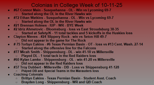 Our former Colonial football players had another big week in college football. <a href="/NewOx_Athletics/">New Oxford Athletics</a> <a href="/wearetheox/">Colonials Football</a>