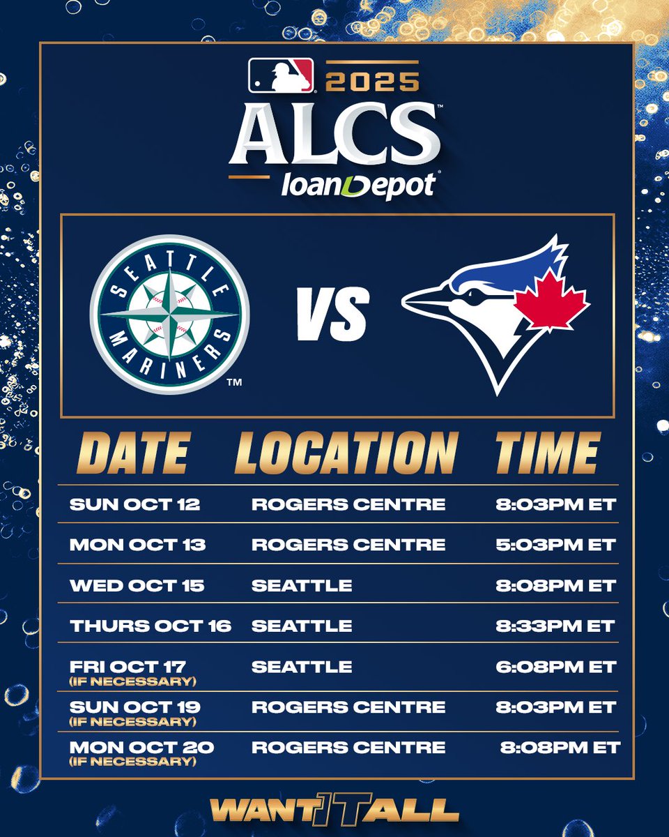 BlueJays's tweet image. Updated ALCS Game Times! #WANTITALL