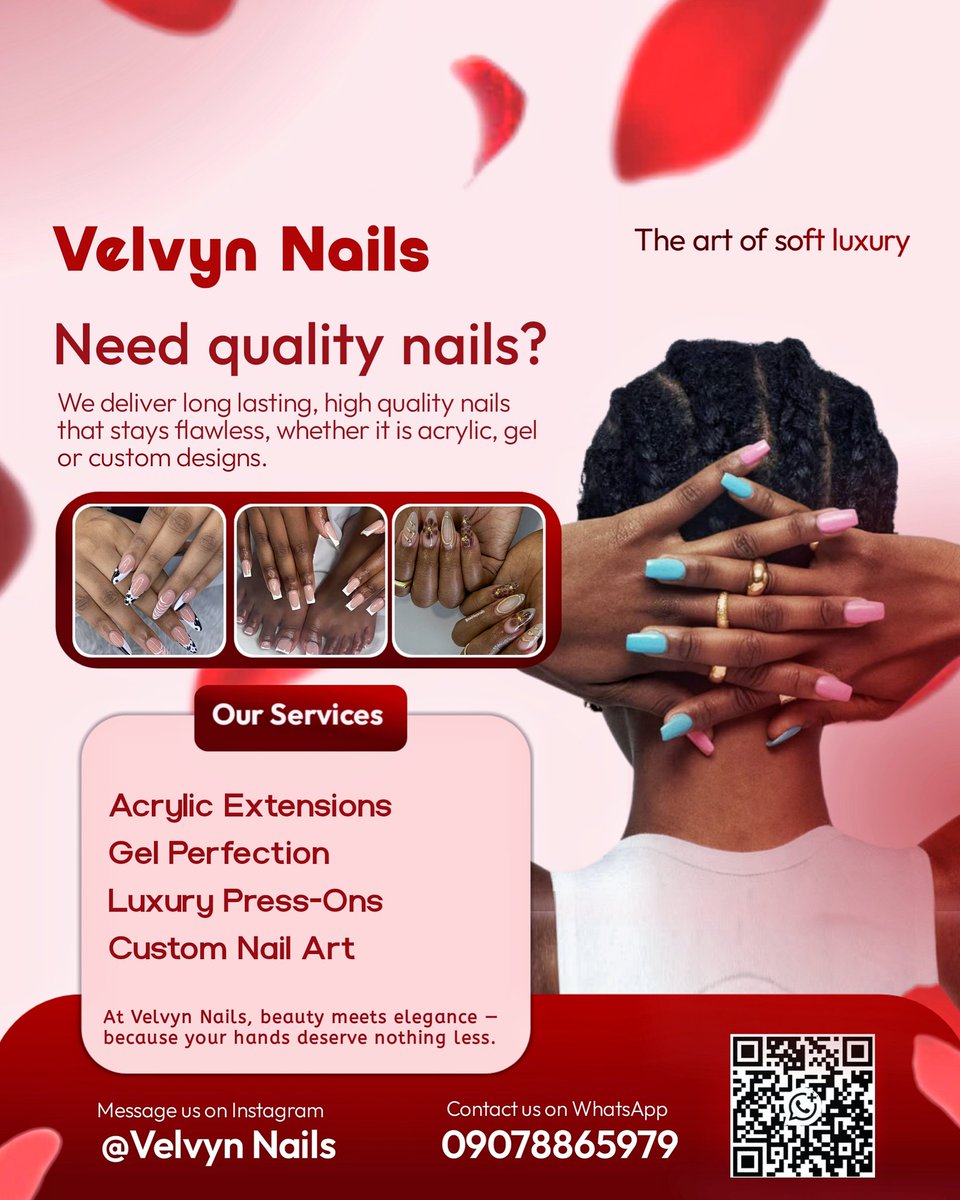 legacycreativez's tweet image. Luxury speaks softly… but it shines loud. ✨
Design by Legacy Creative
Brand: Velvyn Nails
#DesignPortfolio #SoftLuxury #VelvynNails