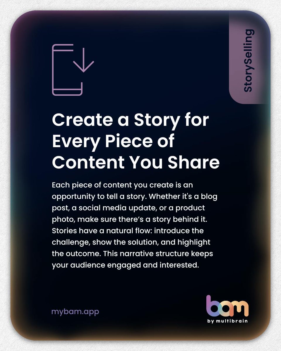 Every post you share is more than just a photo, a caption, or a product—it's a chance to tell a story.

Start with the problem. Introduce the moment. Share the win. When you structure your content like a story—challenge, solution, outcome—you create something that pulls people in
