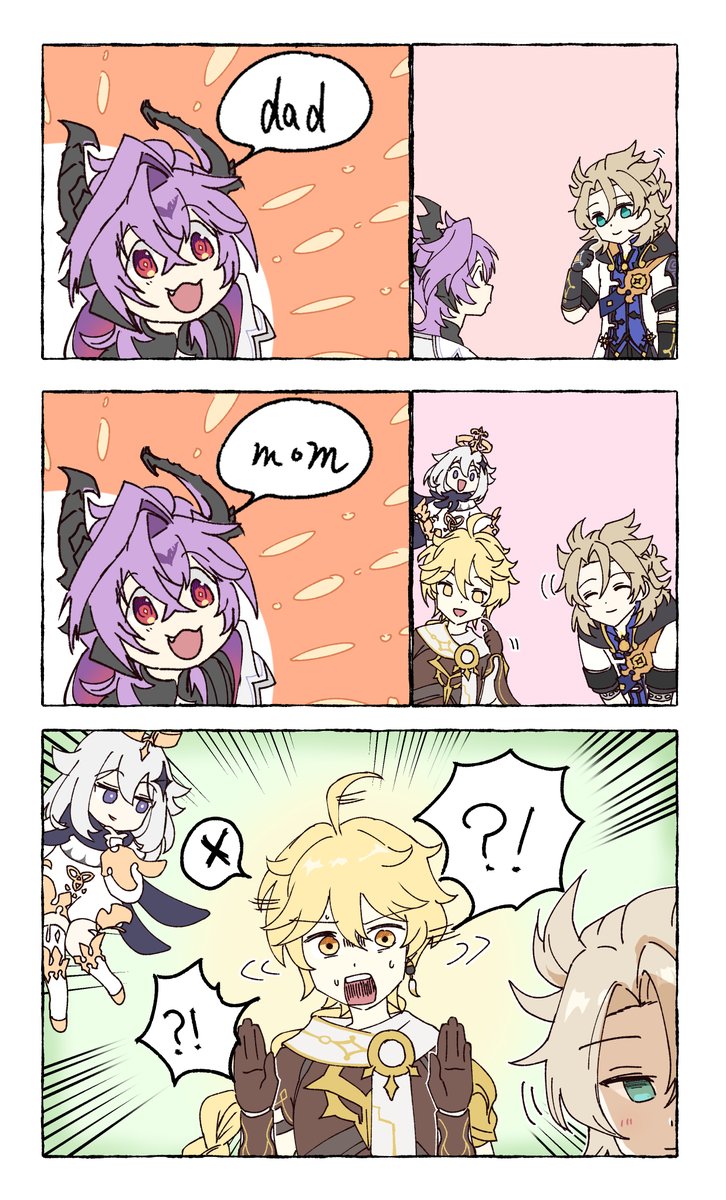 rito25_25's tweet image. mom!
#Albedo #Aether #Durin #Paimon #GenshinImpact