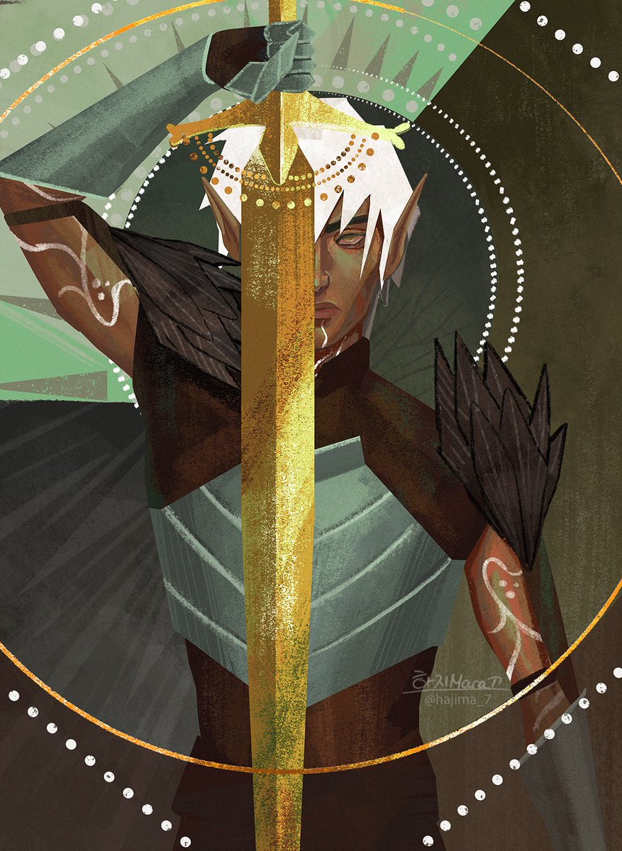 hajima_7's tweet image. Elves aren&apos;t real, but we can draw them⚔️
#fenris #dragonage #da2