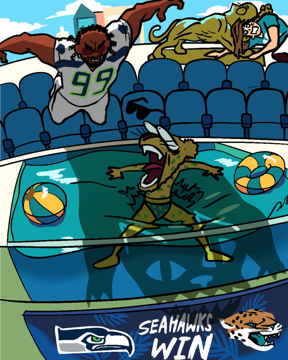 Seahawks's tweet image. take a dip, stay a W ✅