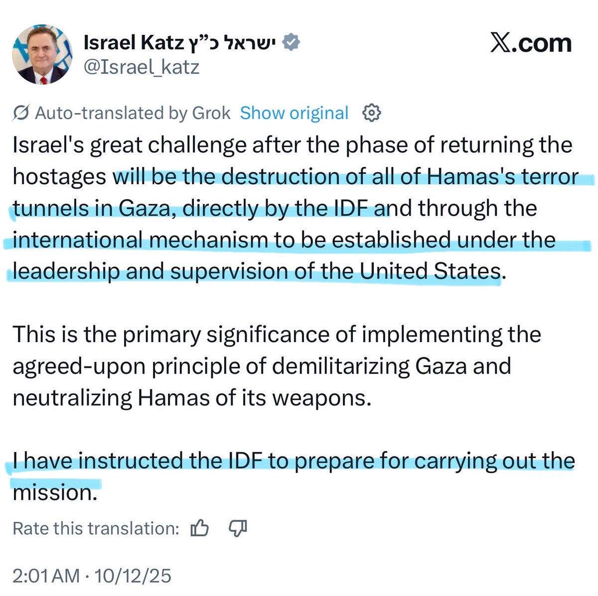 So Israel is going to resume its military operations in Gaza, but this time the US is going to provide “leadership and supervision.”

Unreal. These psychos dropped 200,000 tonnes of bombs on Gaza to collectively punish an entire population, and now the US must go in and monitor