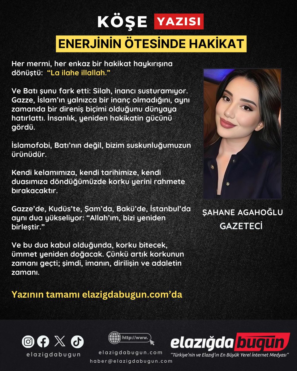 Yazarımız Şahane Agahoğlu'nun yorumuyla
elazigdabugun.com/kose_yazisi_de…