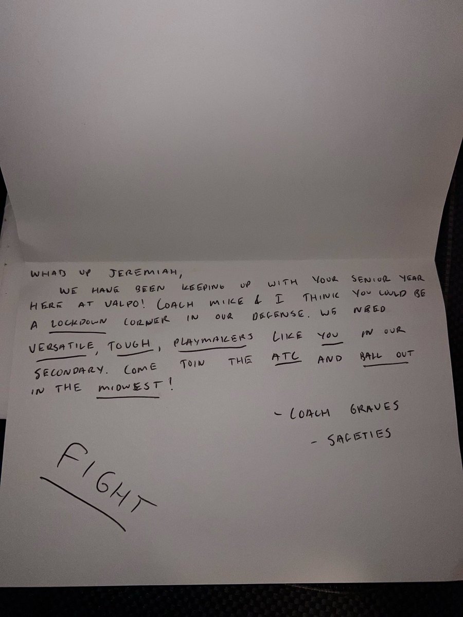 Truly blessed to be receiving an official invite to <a href="/ValpoU/">Valparaiso University</a> . All hard work has slowly been paying off. Truly blessed AGTG. 
<a href="/valpoufootball/">Valpo Football</a> <a href="/Coach_RJG/">RJ Ghilarducci</a> <a href="/_MichaelJoseph_/">Coach Mike Joseph</a> <a href="/Coach_Graves7/">Coach Graves</a> <a href="/wilcoxhsfb/">Wilcox Chargers</a>