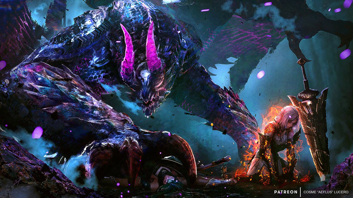 cosmelucero's tweet photo. Awesome commission painting I made for @XRZERO88 . Happy hunting!  #monsterhunter #fanart https://t.co/XMFrQfI8uv