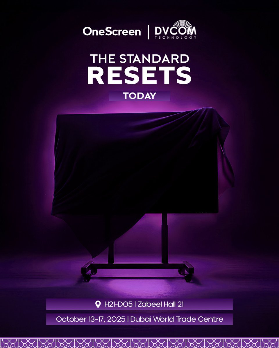 OneScreen_MEA's tweet image. The standard resets. Today.

Booth H21-D05 | Zabeel Hall 21
October 13–17, 2025 | Dubai World Trade Centre

#OneScreen #GITEX2025 #SmarterSpaces #NextIsNow #CollaborationReimagined
