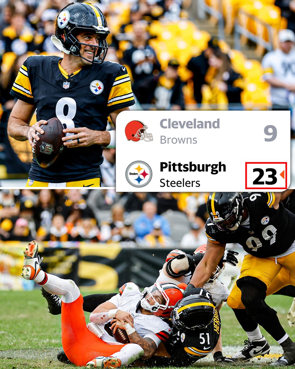 YahooSports's tweet image. Don&apos;t look now, but Aaron Rodgers has led the Steelers to a 4-1 start 💪 

They&apos;re the only current team in the AFC North with a winning record 👀