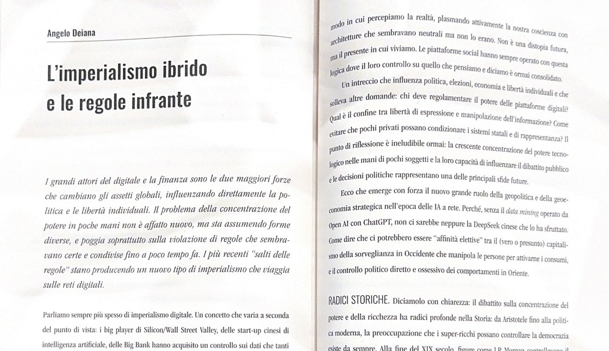 Ci sono #momentispeciali: #ecco #perché quando ti leggi su Aspenia, la #rivista cartacea dell'Aspen Institute, e sei nell'indice subito #dopo Sam Altman, il #creatore di OpenAI e ChatGPT, #forse significa che il #pezzo va letto...
#Confassociazioni #laretedellereti #imperialismo
